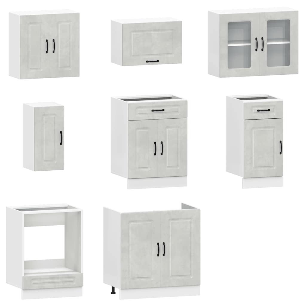 Set Mobili da Cucina 8 pz Kalmar Grigio Cemento in Truciolato 3314825