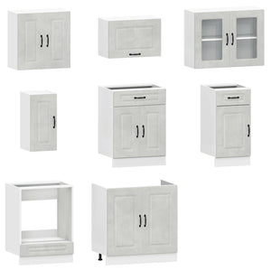 Set Mobili da Cucina 8 pz Kalmar Grigio Cemento in Truciolato 3314825