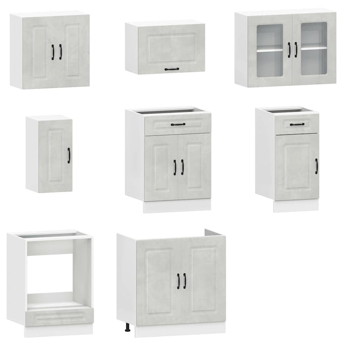 Set Mobili da Cucina 8 pz Kalmar Grigio Cemento in Truciolato 3314825