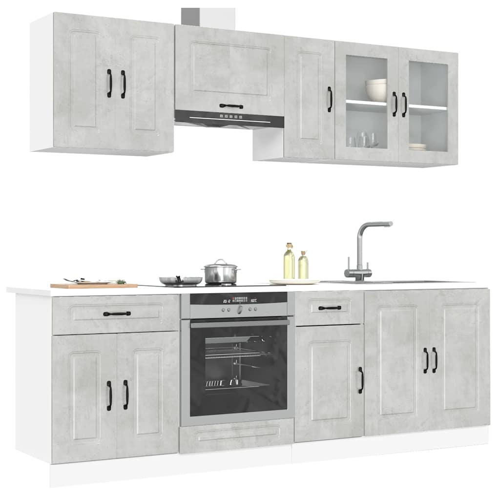 Set Mobili da Cucina 8 pz Kalmar Grigio Cemento in Truciolato