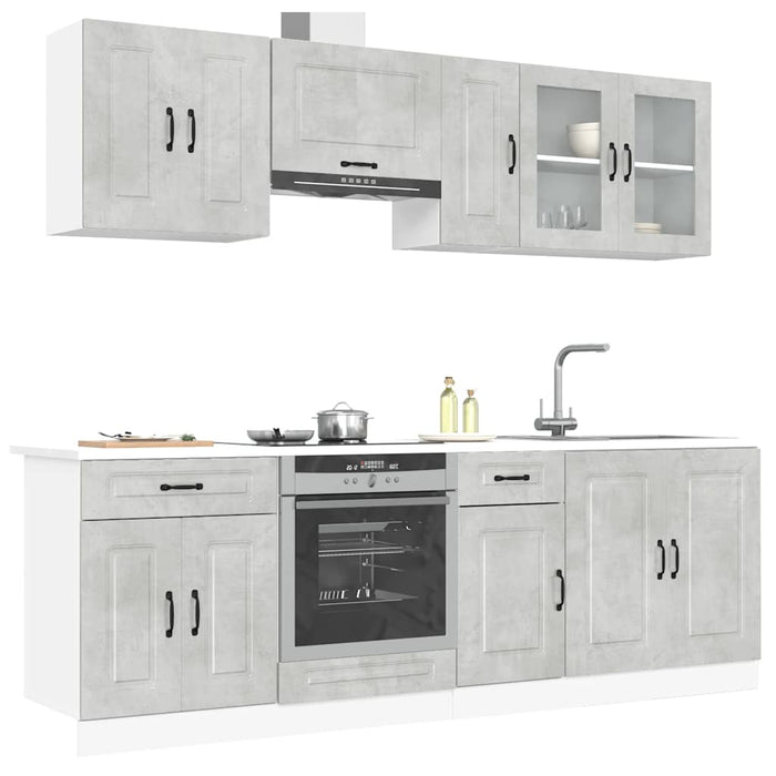 Set Mobili da Cucina 8 pz Kalmar Grigio Cemento in Truciolato 3314825