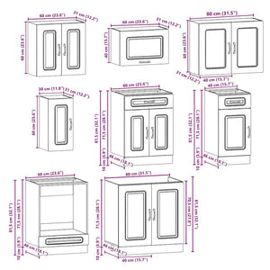 Set Mobili da Cucina 8 pz Kalmar Grigio Sonoma in Truciolato