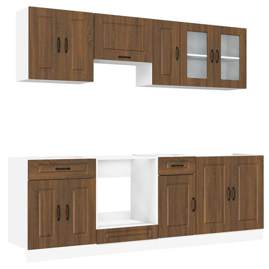 Set Mobili da Cucina 8 pz Kalmar Rovere Marrone in Truciolato 3314828