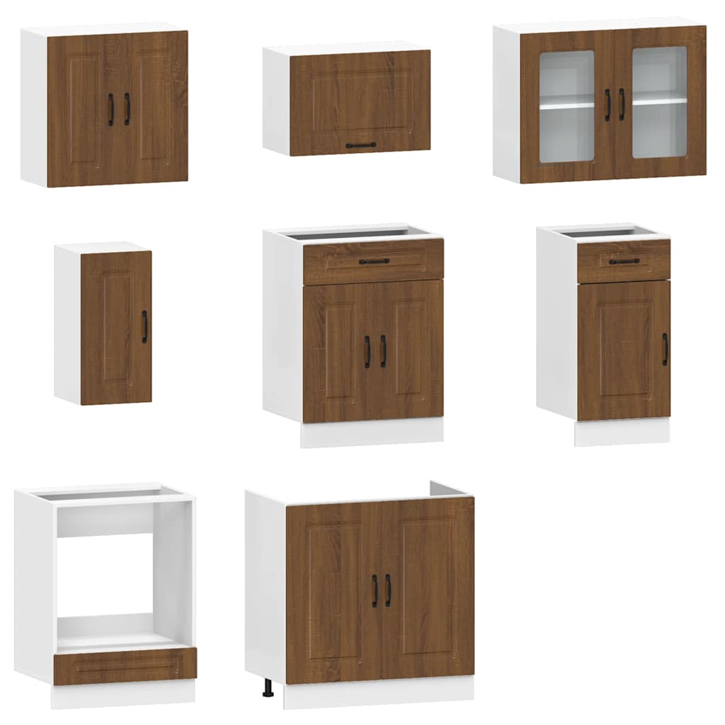 Set Mobili da Cucina 8 pz Kalmar Rovere Marrone in Truciolato 3314828
