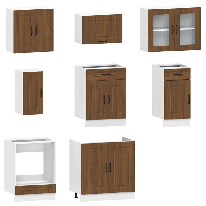 Set Mobili da Cucina 8 pz Kalmar Rovere Marrone in Truciolato 3314828