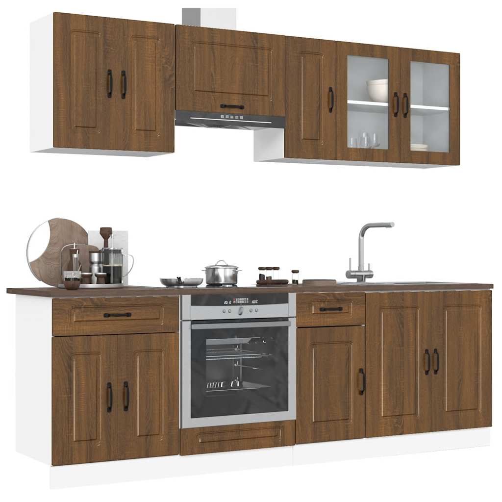 Set Mobili da Cucina 8 pz Kalmar Rovere Marrone in Truciolato 3314828