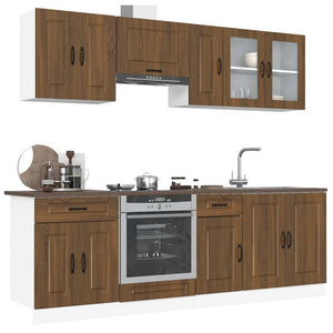 Set Mobili da Cucina 8 pz Kalmar Rovere Marrone in Truciolato 3314828