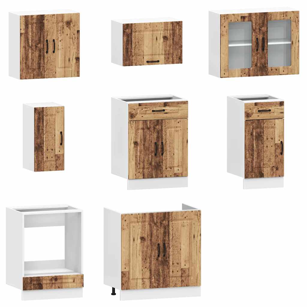 Set Mobili da Cucina 8 pz Kalmar Legno Vecchio in Truciolato 3314829