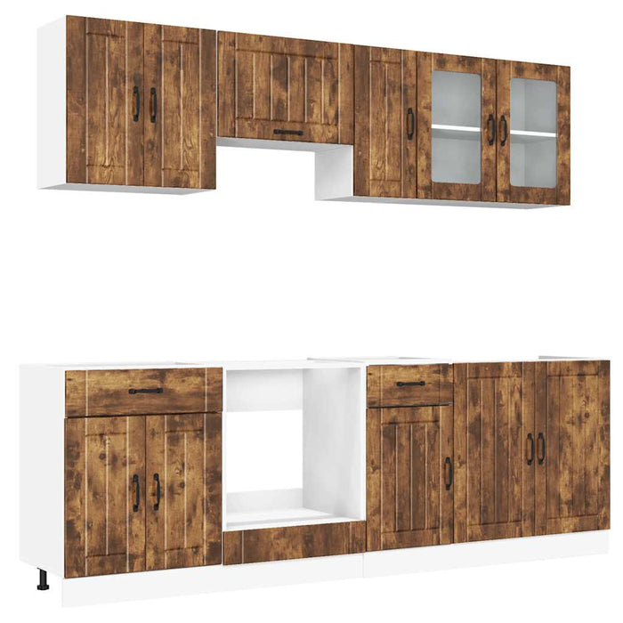 Set Mobili da Cucina 8 pz Lucca Rovere Fumo Legno Multistrato 3314836