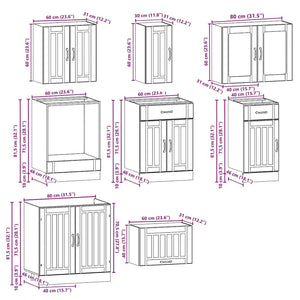 vidaXL Set Mobili da Cucina 8 pz Lucca Rovere Fumo Legno Multistrato