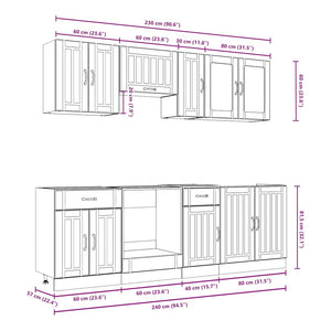Set Mobili da Cucina 8 pz Lucca Rovere Fumo Legno Multistrato 3314836