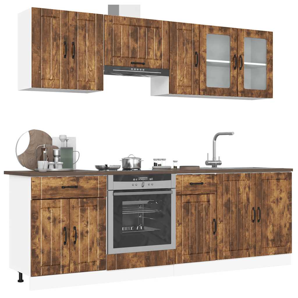Set Mobili da Cucina 8 pz Lucca Rovere Fumo Legno Multistrato 3314836