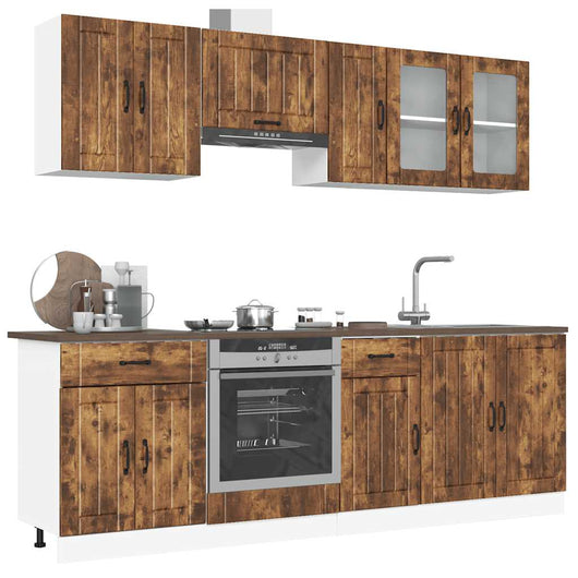 vidaXL Set Mobili da Cucina 8 pz Lucca Rovere Fumo Legno Multistrato