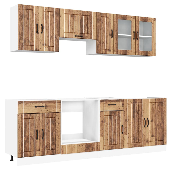 Set Mobili da Cucina 8 pz Kalmar Legno Vecchio in Truciolato 3314839