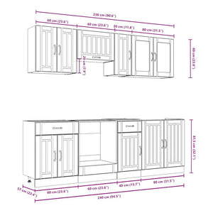 Set Mobili da Cucina 8 pz Kalmar Legno Vecchio in Truciolato 3314839