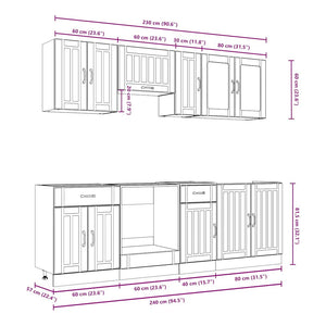 Set Mobili da Cucina 8 pz Kalmar Rovere Artigianale Truciolato 3314840