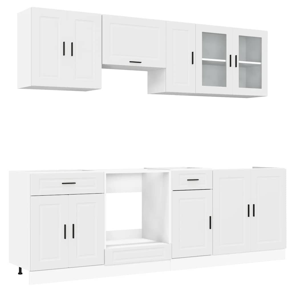 vidaXL Set Mobili da Cucina 8 pz Porto Bianco Legno Multistrato