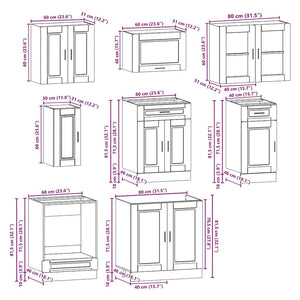 vidaXL Set Mobili da Cucina 8 pz Porto Bianco Legno Multistrato