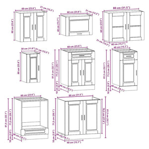 vidaXL Set Mobili da Cucina 8 pz Porto Neri Legno Multistrato