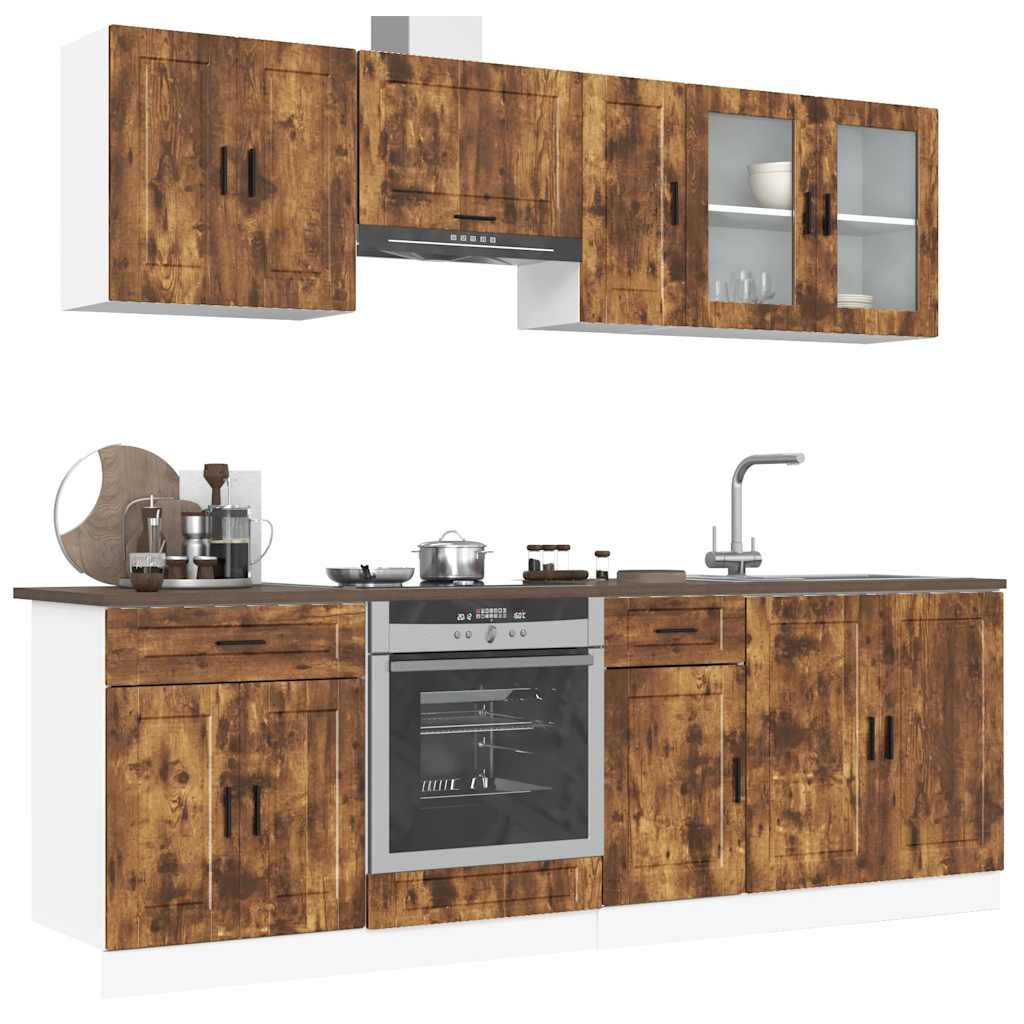 Set Mobili da Cucina 8 pz Porto Rovere Fumo Legno Multistrato 3314846