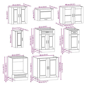 Set Mobili da Cucina 8 pz Kalmar Rovere Artigianale Truciolato 3314850