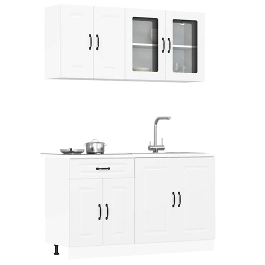 Set Mobili da Cucina 4 pz-Armadietto Cucina Kalmar Bianchi Legno Multistrato