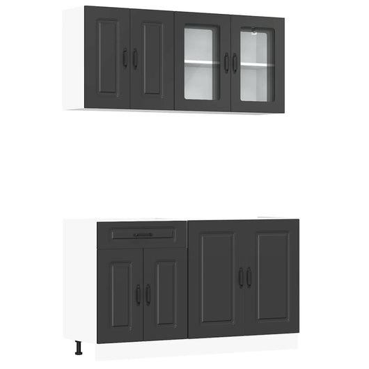 Set Mobili da Cucina 4 pz Kalmar Neri Legno Multistrato 3314852