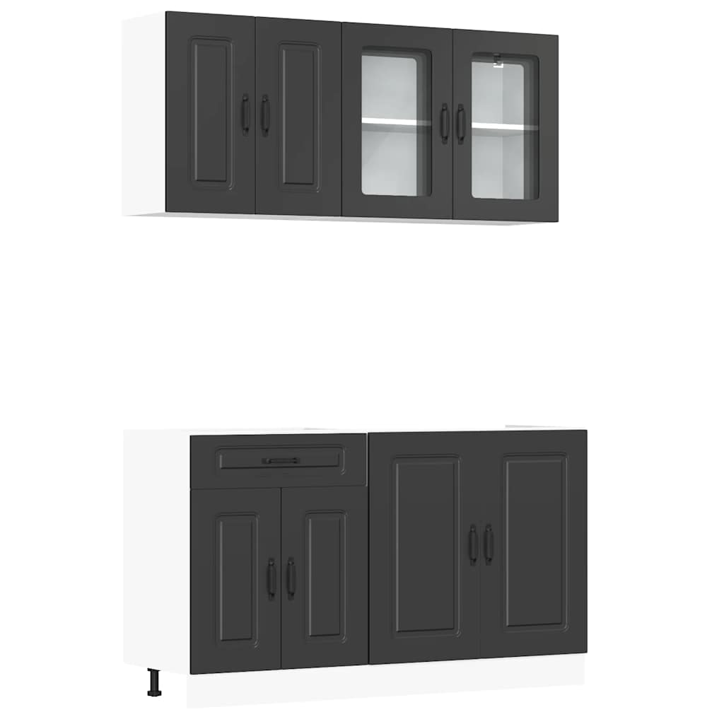 Set Mobili da Cucina 4 pz Kalmar Neri Legno Multistrato
