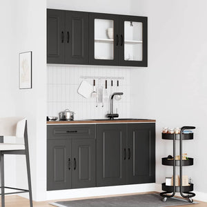 Set Mobili da Cucina 4 pz Kalmar Neri Legno Multistrato 3314852