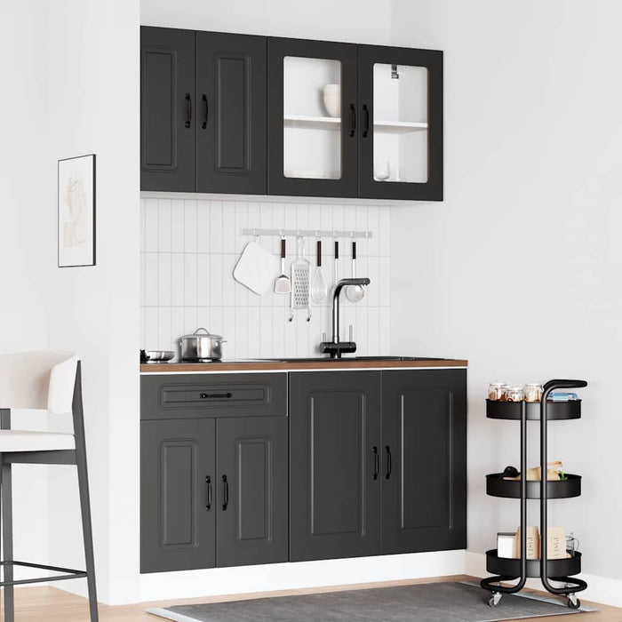 Set Mobili da Cucina 4 pz Kalmar Neri Legno Multistrato