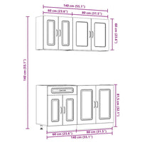 Set Mobili da Cucina 4 pz Kalmar Neri Legno Multistrato 3314852