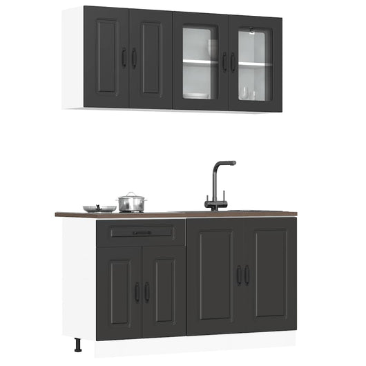 Set Mobili da Cucina 4 pz Kalmar Neri Legno Multistrato 3314852