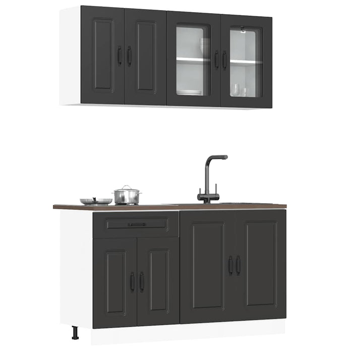 Set Mobili da Cucina 4 pz Kalmar Neri Legno Multistrato 3314852