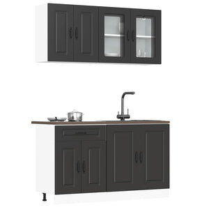 Set Mobili da Cucina 4 pz Kalmar Neri Legno Multistrato