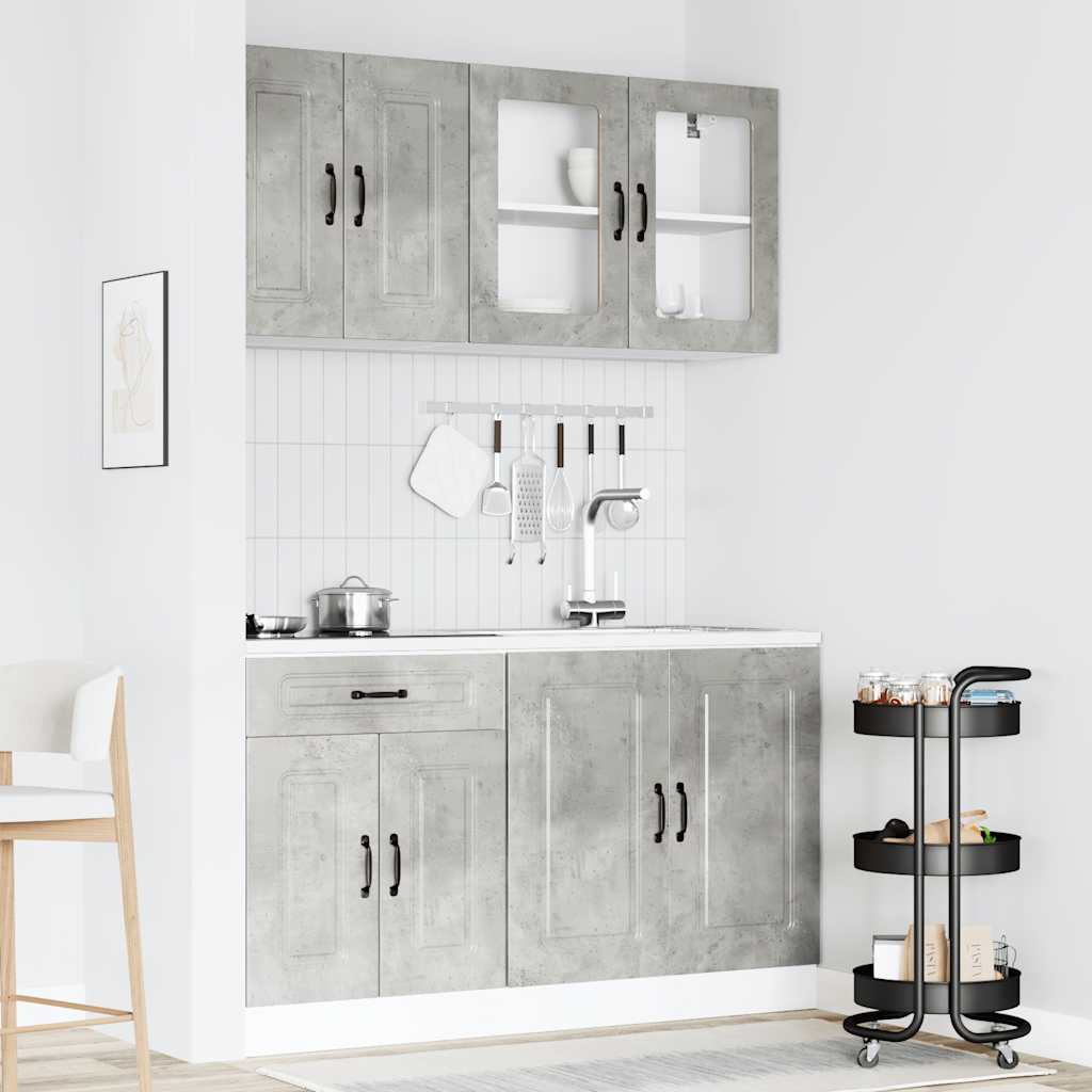 vidaXL Set Mobili da Cucina 4 pz Kalmar Grigio Cemento in Truciolato