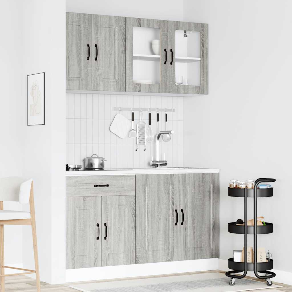 vidaXL Set Mobili da Cucina 4 pz Kalmar Grigio Sonoma in Truciolato