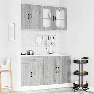 vidaXL Set Mobili da Cucina 4 pz Kalmar Grigio Sonoma in Truciolato