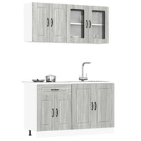 vidaXL Set Mobili da Cucina 4 pz Kalmar Grigio Sonoma in Truciolato