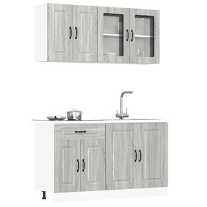 vidaXL Set Mobili da Cucina 4 pz Kalmar Grigio Sonoma in Truciolato