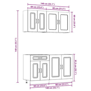 vidaXL Set Mobili da Cucina 4 pz Kalmar Rovere Artigianale Truciolato