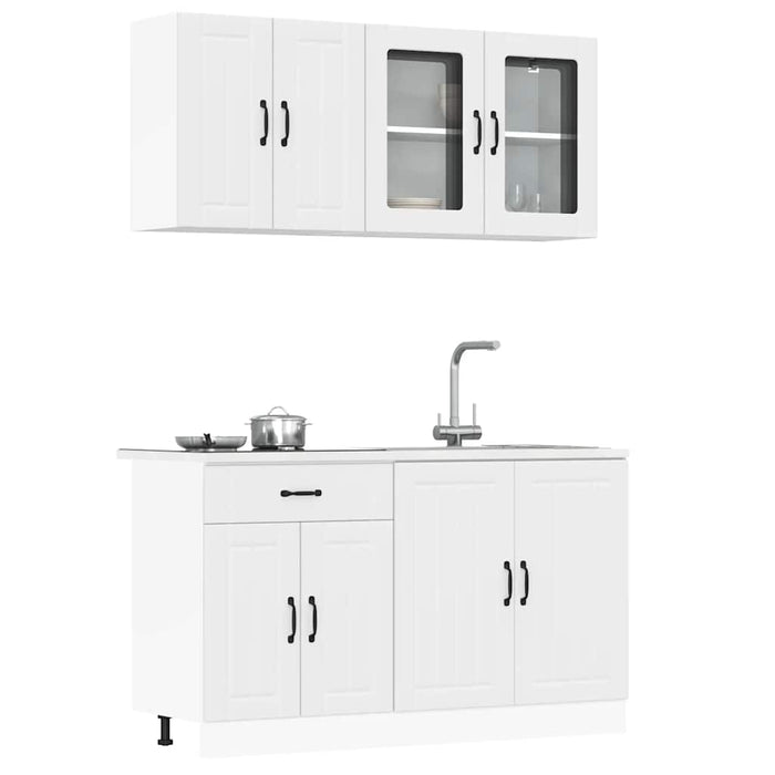 Set Mobili da Cucina 4 pz-Armadietto Cucina Lucca Bianchi Legno Multistrato