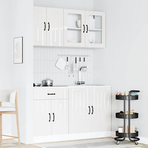 vidaXL Set Mobili da Cucina 4 pz Lucca Bianchi Lucido in Truciolato