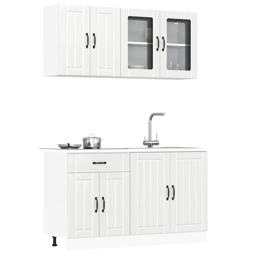 vidaXL Set Mobili da Cucina 4 pz Lucca Bianchi Lucido in Truciolato