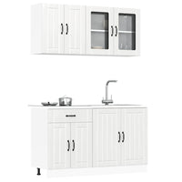 vidaXL Set Mobili da Cucina 4 pz Lucca Bianchi Lucido in Truciolato