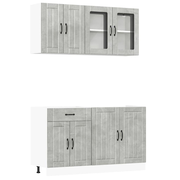 Set Mobili da Cucina 4 pz-Armadietto Cucina Lucca Grigio Cemento in Truciolato