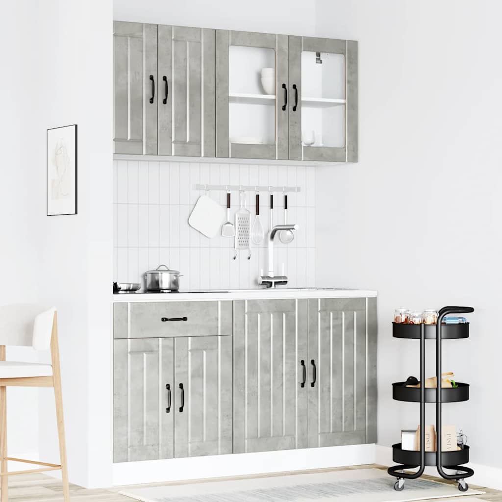 Set Mobili da Cucina 4 pz-Armadietto Cucina Lucca Grigio Cemento in Truciolato