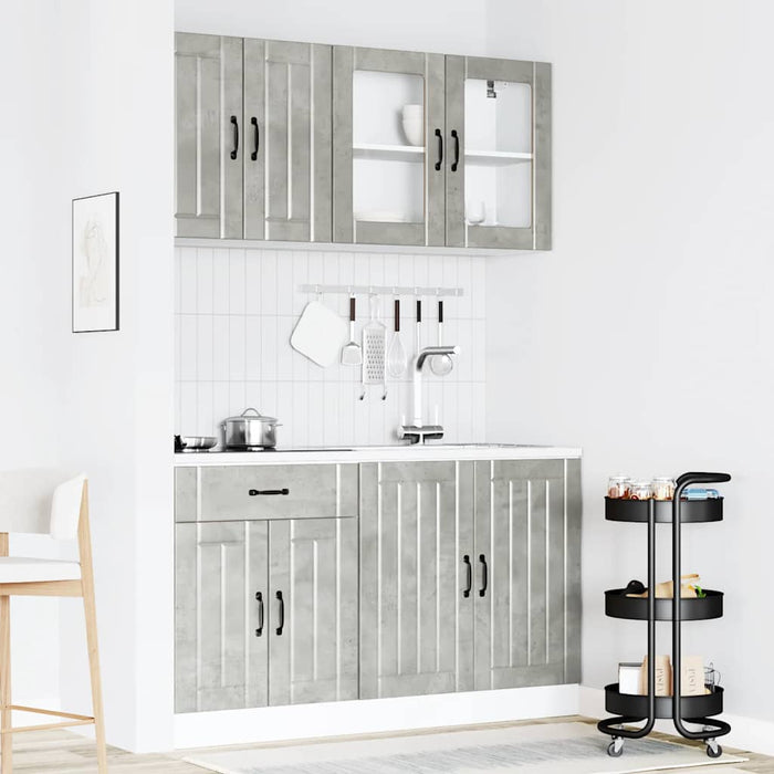 Set Mobili da Cucina 4 pz-Armadietto Cucina Lucca Grigio Cemento in Truciolato