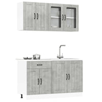 Set Mobili da Cucina 4 pz-Armadietto Cucina Lucca Grigio Cemento in Truciolato