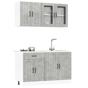 Set Mobili da Cucina 4 pz-Armadietto Cucina Lucca Grigio Cemento in Truciolato