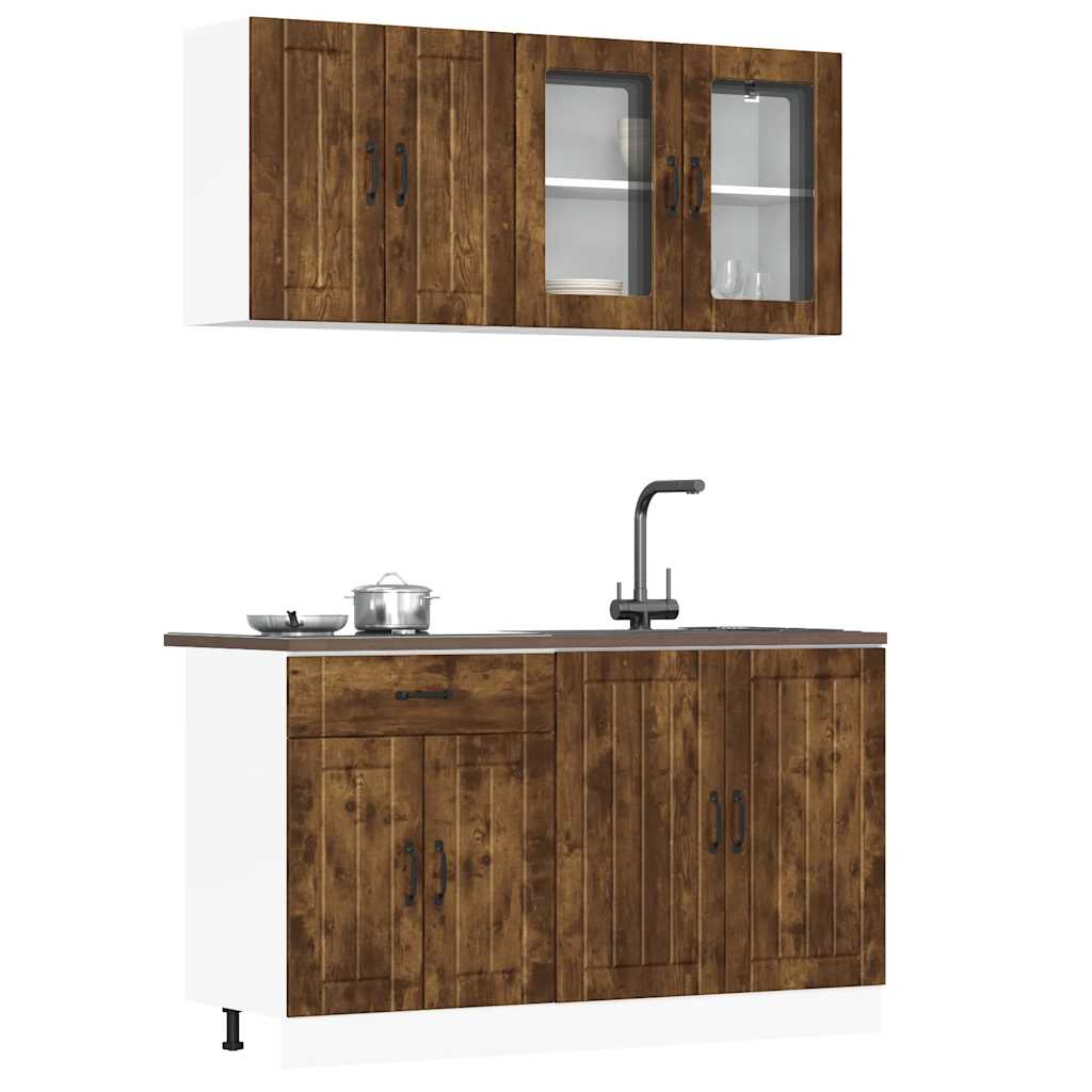 Set Mobili da Cucina 4 pz Lucca Rovere Fumo Legno Multistrato 3314866